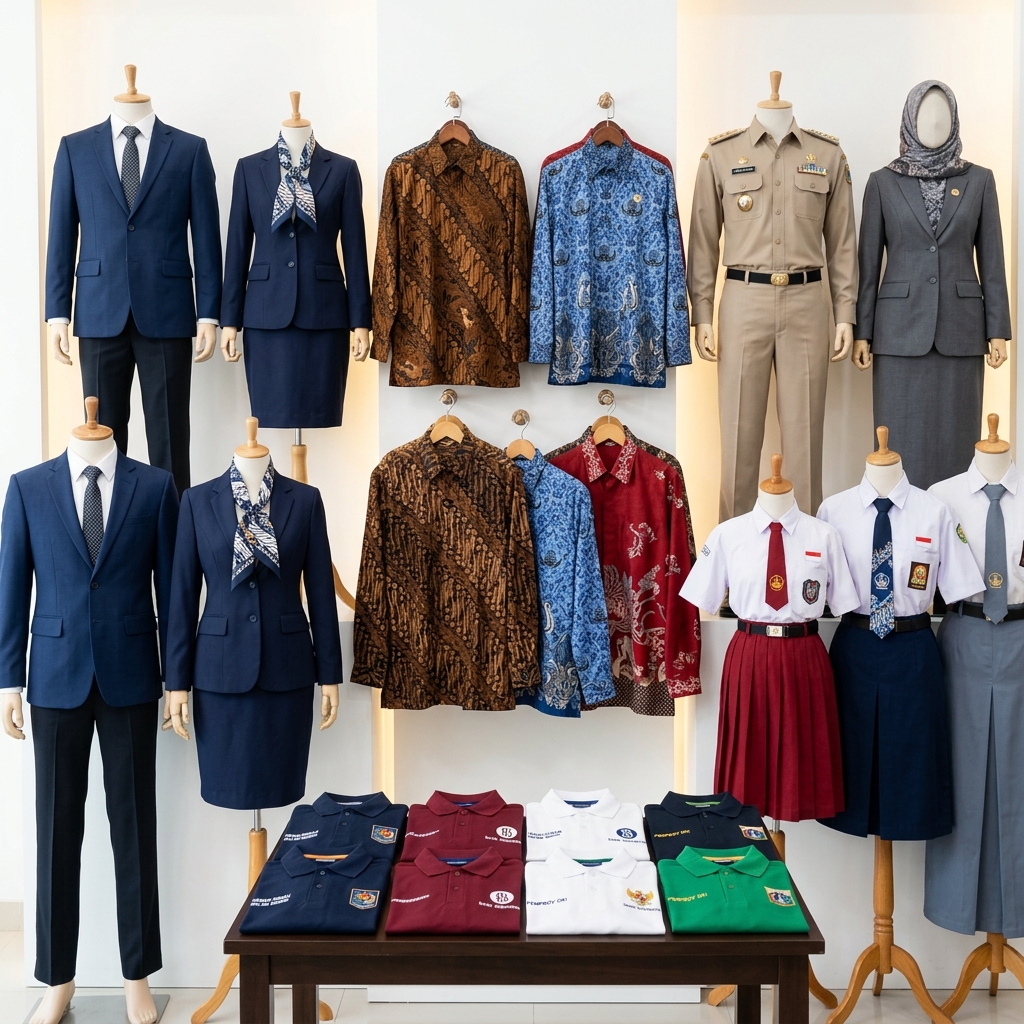 Koleksi seragam kantor, seragam sekolah, dan baju formal DESMARÉ INDUSTRIES